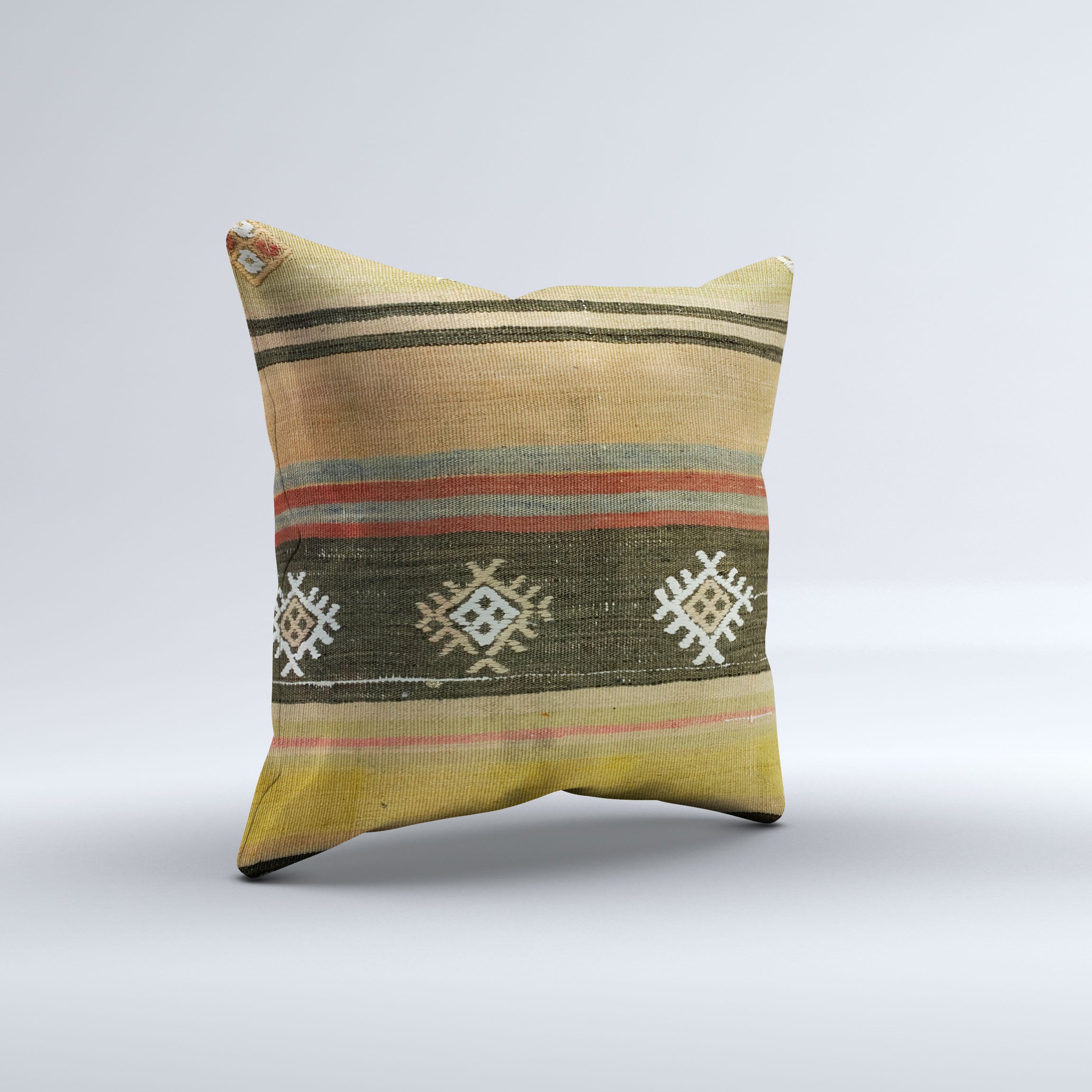 Vintage Turkish Kilim Cushion Cover 50x50 cm Square Wool Kelim Pillowcase 50488