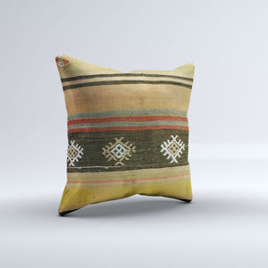 Vintage Turkish Kilim Cushion Cover 50x50 cm Square Wool Kelim Pillowcase 50488