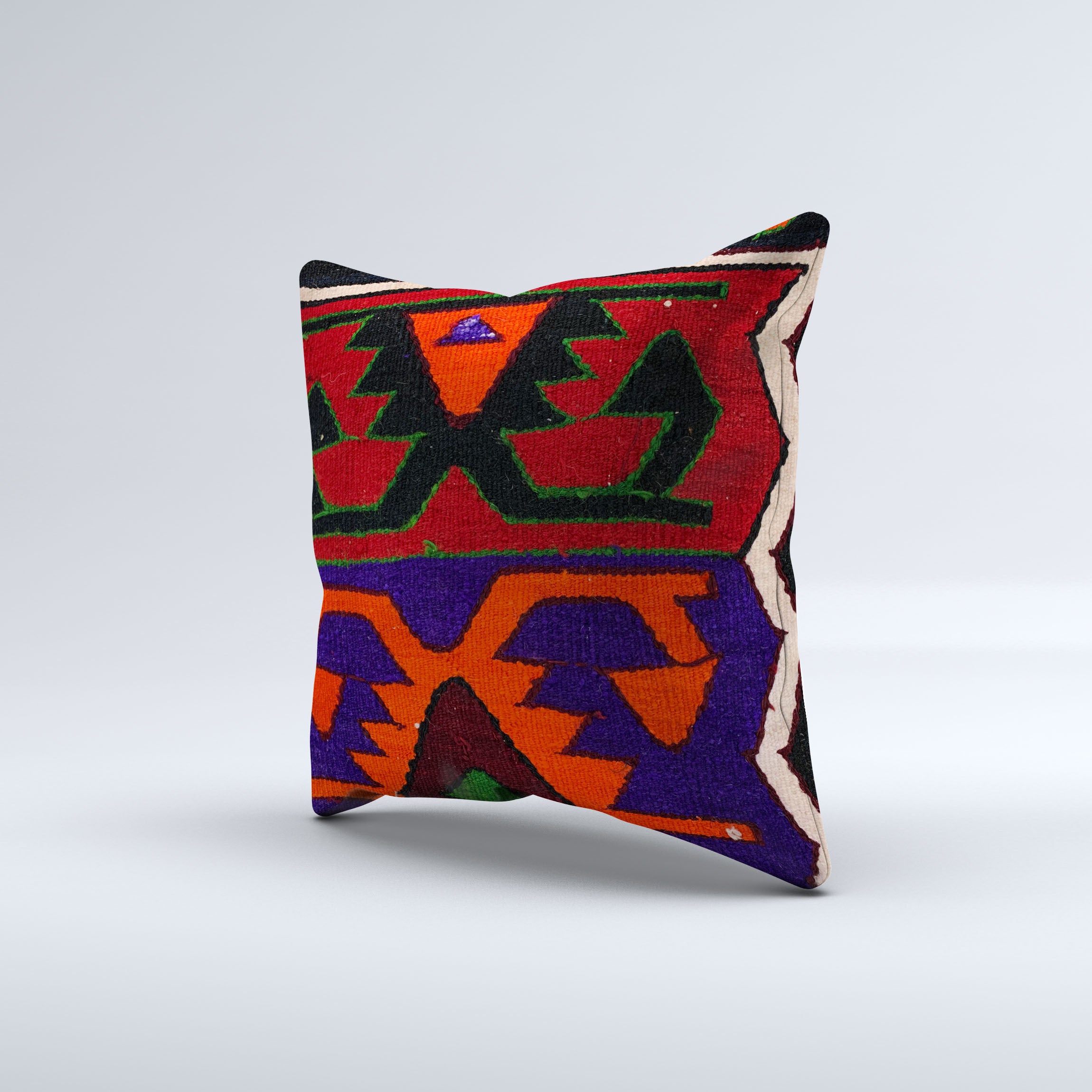 Vintage Turkish Kilim Cushion Cover 50x50 cm Square Wool Kelim Pillowcase 50494