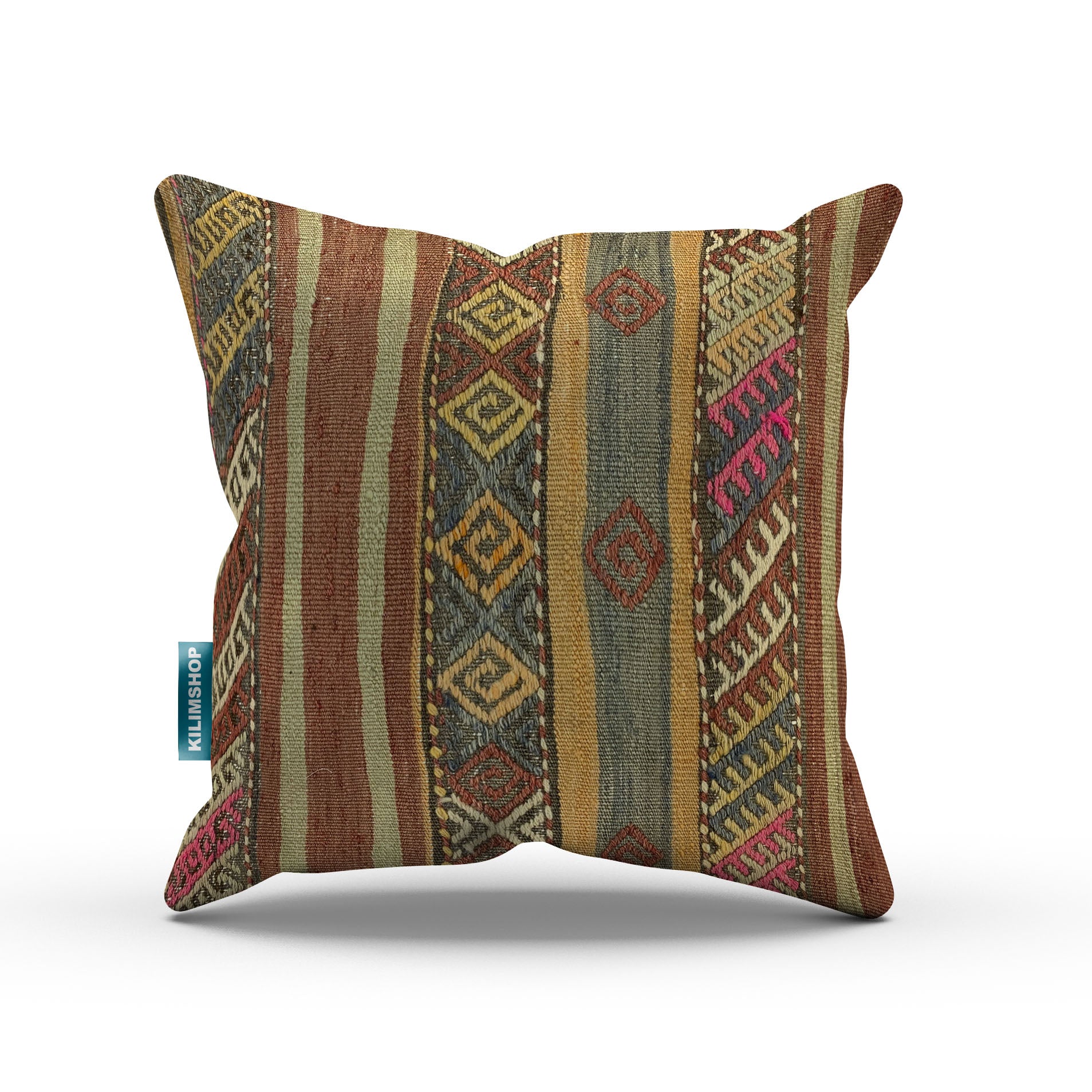 Vintage Turkish Kilim Cushion Cover 50x50 cm Square Wool Kelim Pillowcase 50506