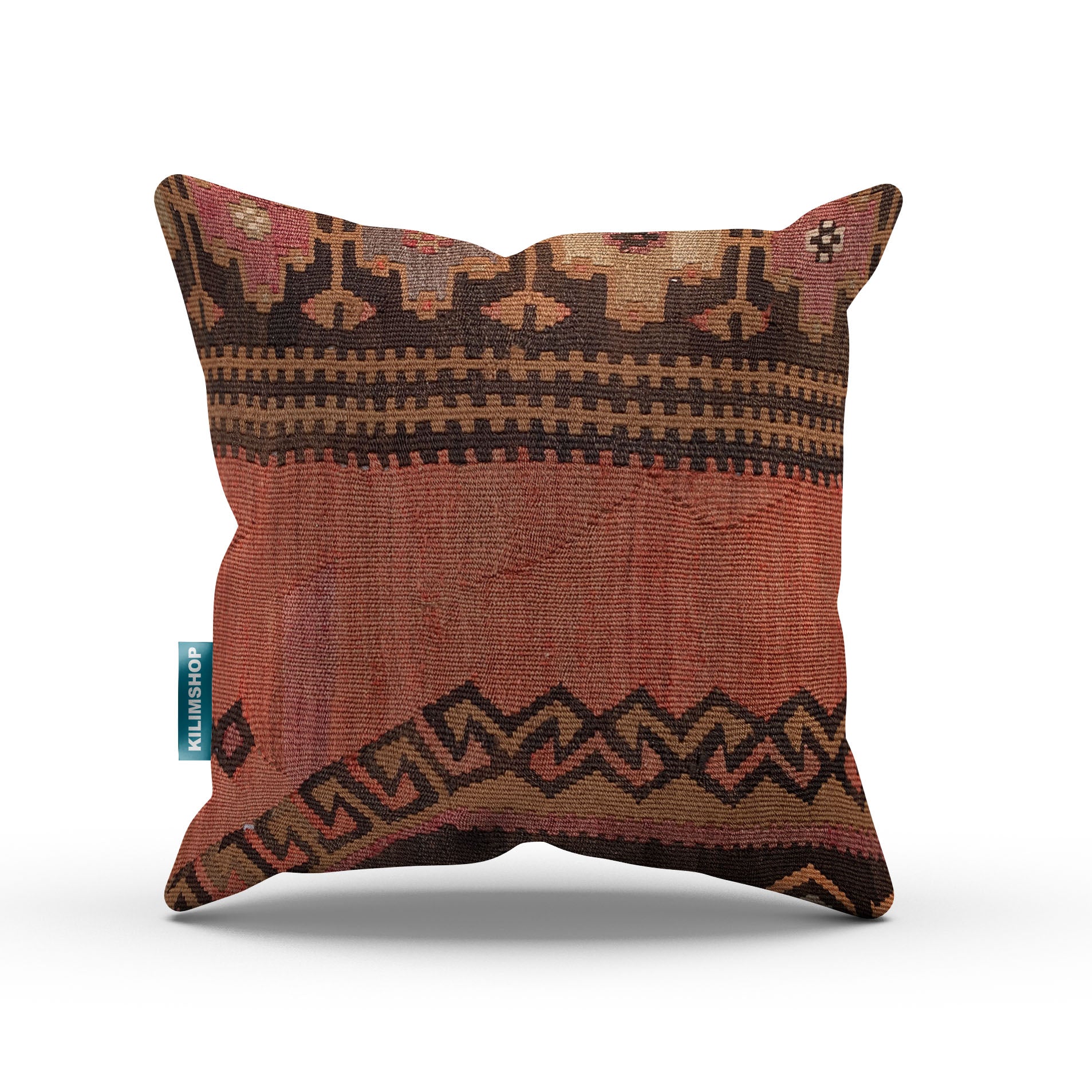 Vintage Turkish Kilim Cushion Cover 50x50 cm Square Wool Kelim Pillowcase 50520