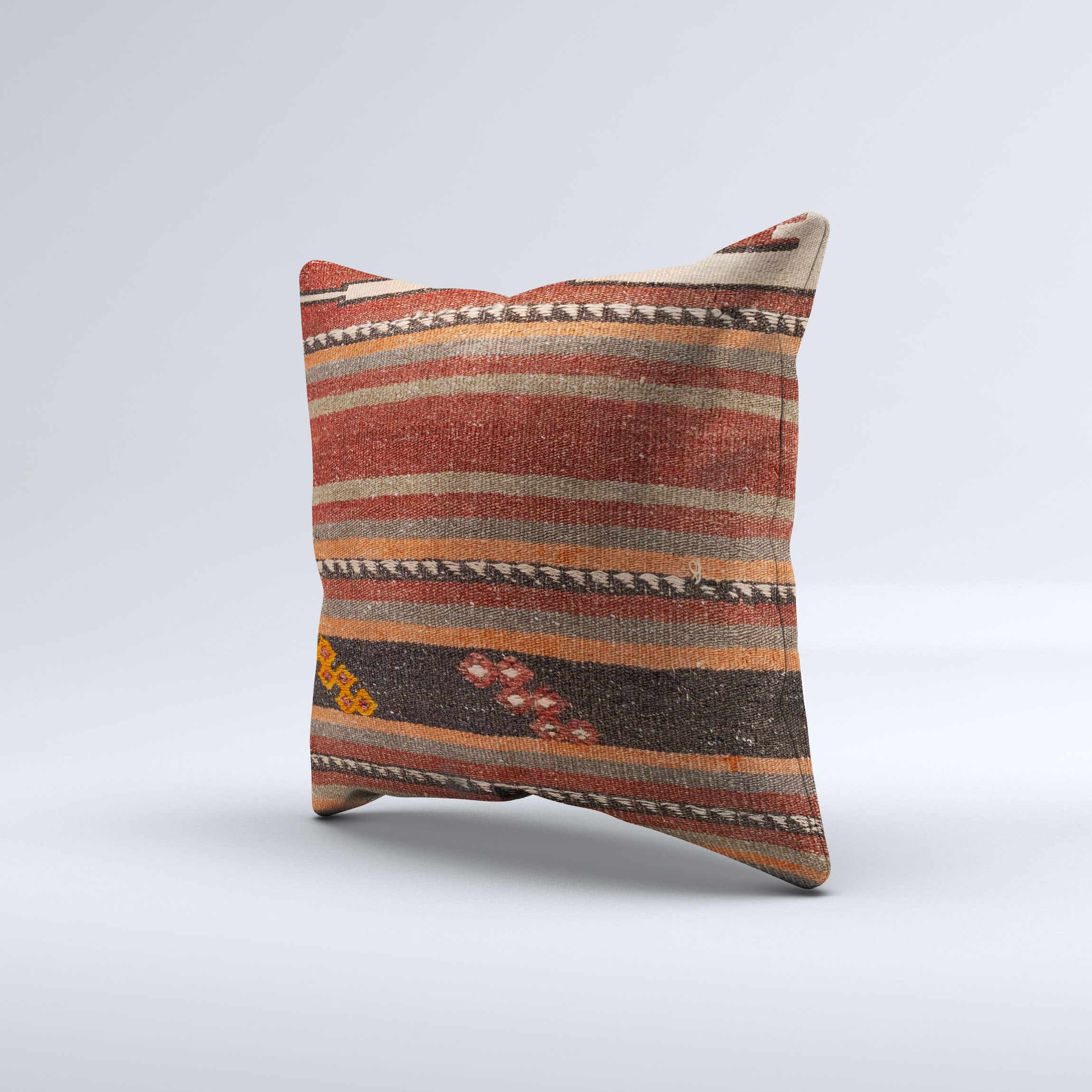 Vintage Turkish Kilim Cushion Cover 50x50 cm Square Wool Kelim Pillowcase 50532