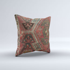 Vintage Turkish Kilim Cushion Cover 50x50 cm Square Wool Kelim Pillowcase 50557
