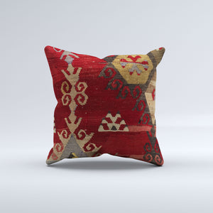 Vintage Turkish Kilim Cushion Cover 50x50 cm Square Wool Kelim Pillowcase 50564
