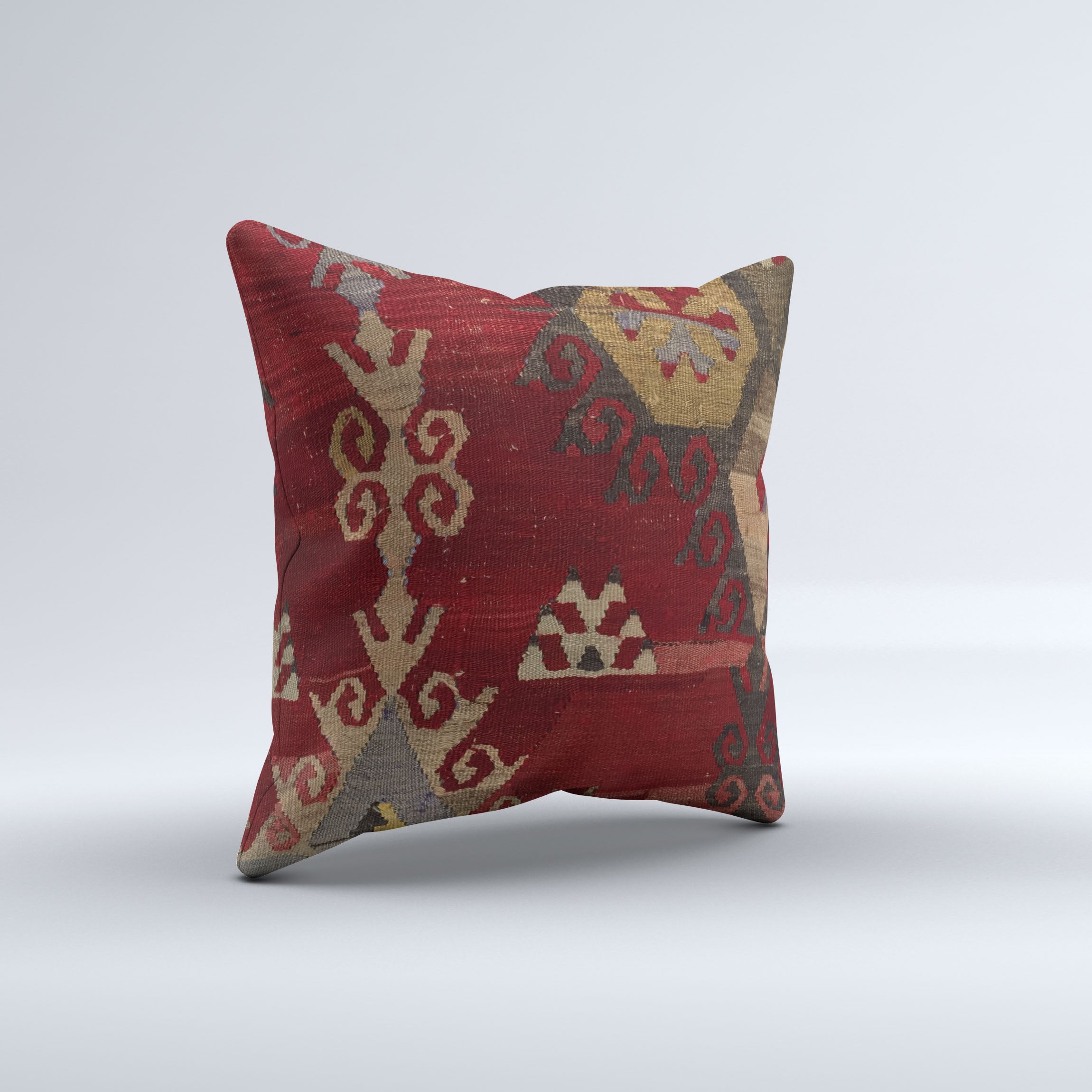 Vintage Turkish Kilim Cushion Cover 50x50 cm Square Wool Kelim Pillowcase 50564