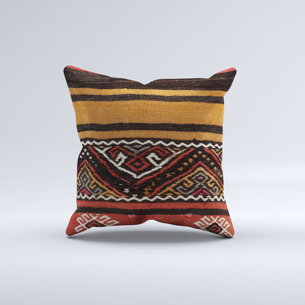 Vintage Turkish Kilim Cushion Cover 50x50 cm Square Wool Kelim Pillowcase 50580