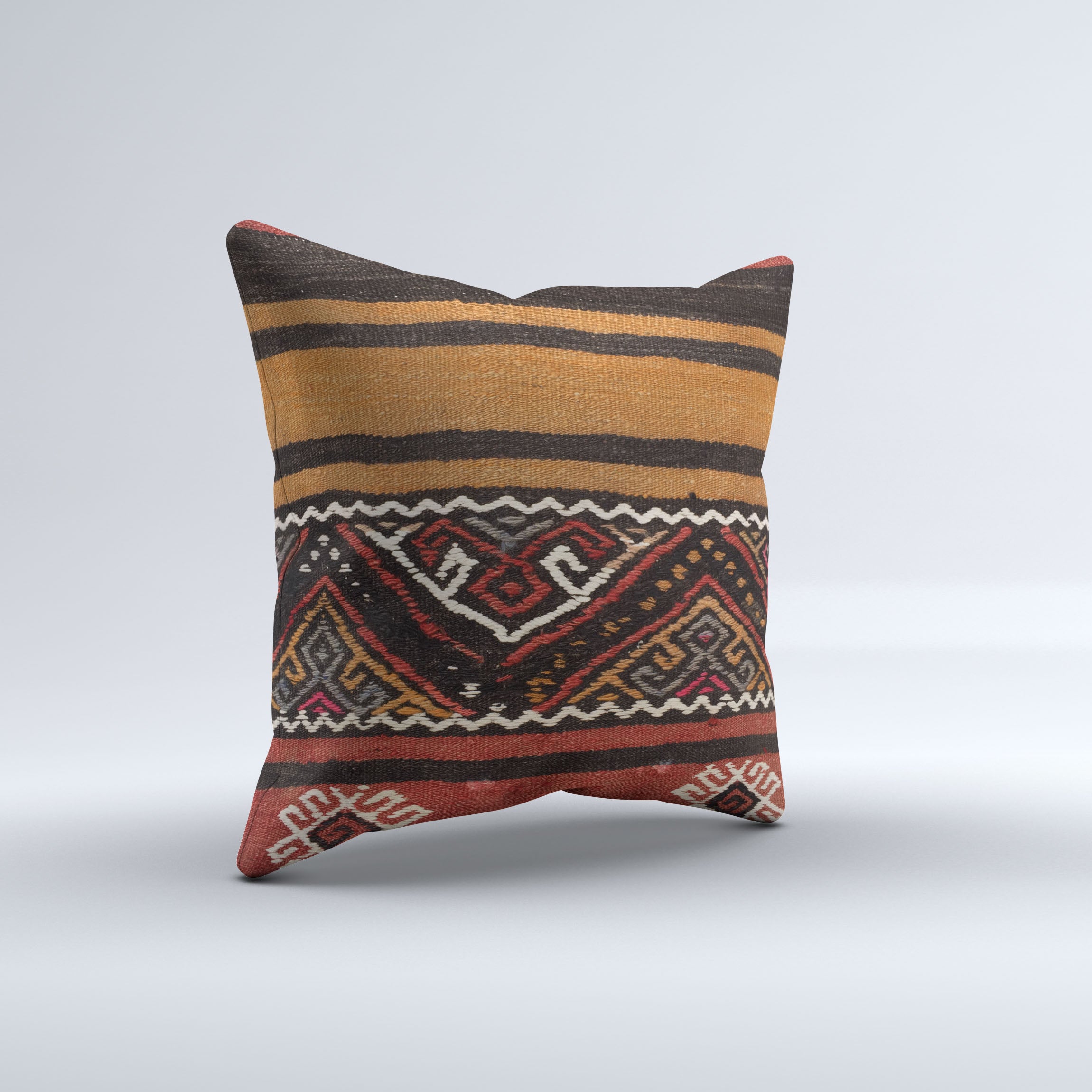 Vintage Turkish Kilim Cushion Cover 50x50 cm Square Wool Kelim Pillowcase 50580