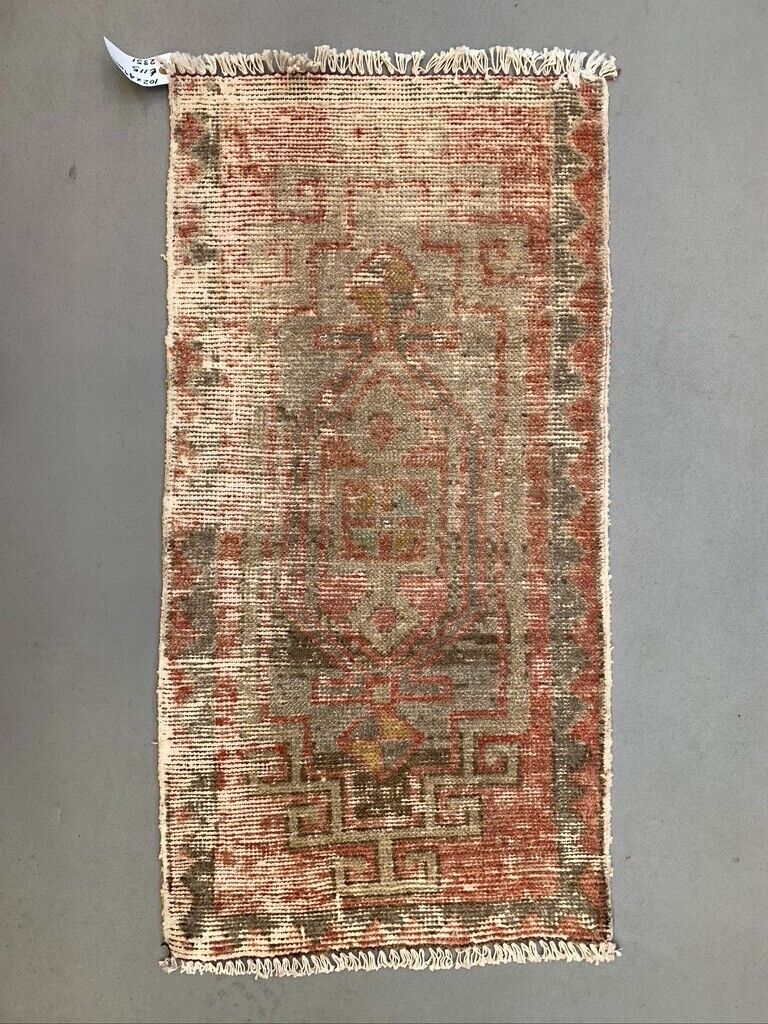 Small Vintage Turkish Rug 102x49 cm, Short Runner, Tribal, Shabby, Mini Carpet