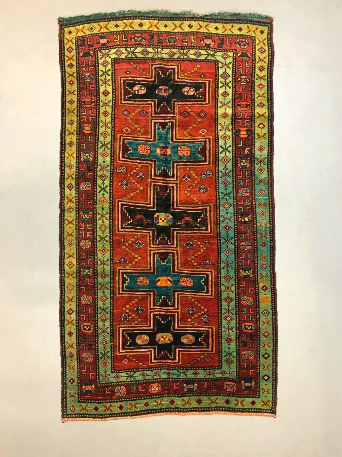 Vintage Caucasian Rug 290x155 cm, Kazak carpet kilimshop.myshopify.com