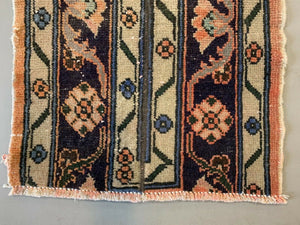 Distressed Turkish Narrow Runner 368x50 cm wool Vintage Tribal Rug Pink Black kilimshop.myshopify.com