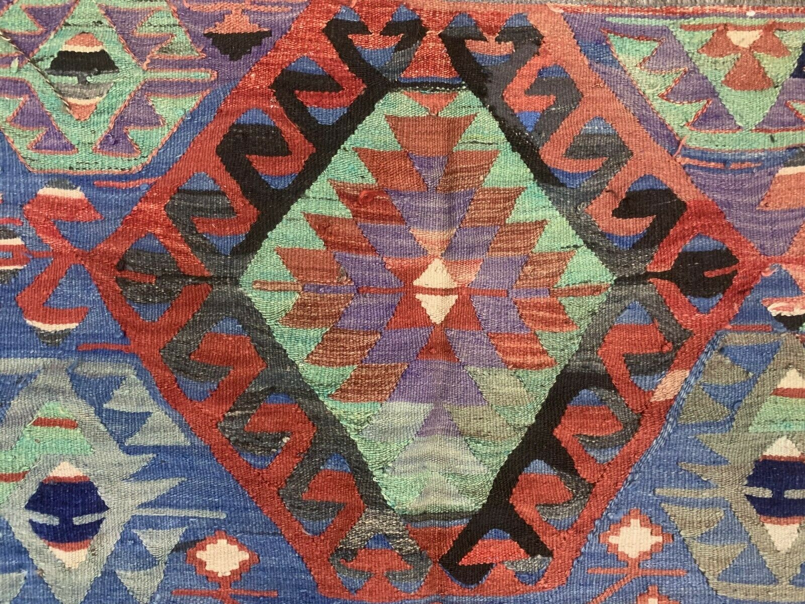 Vintage Turkish Kilim Kelim Rug 258x134 cm shabby chic wool, country home, boho kilimshop.myshopify.com