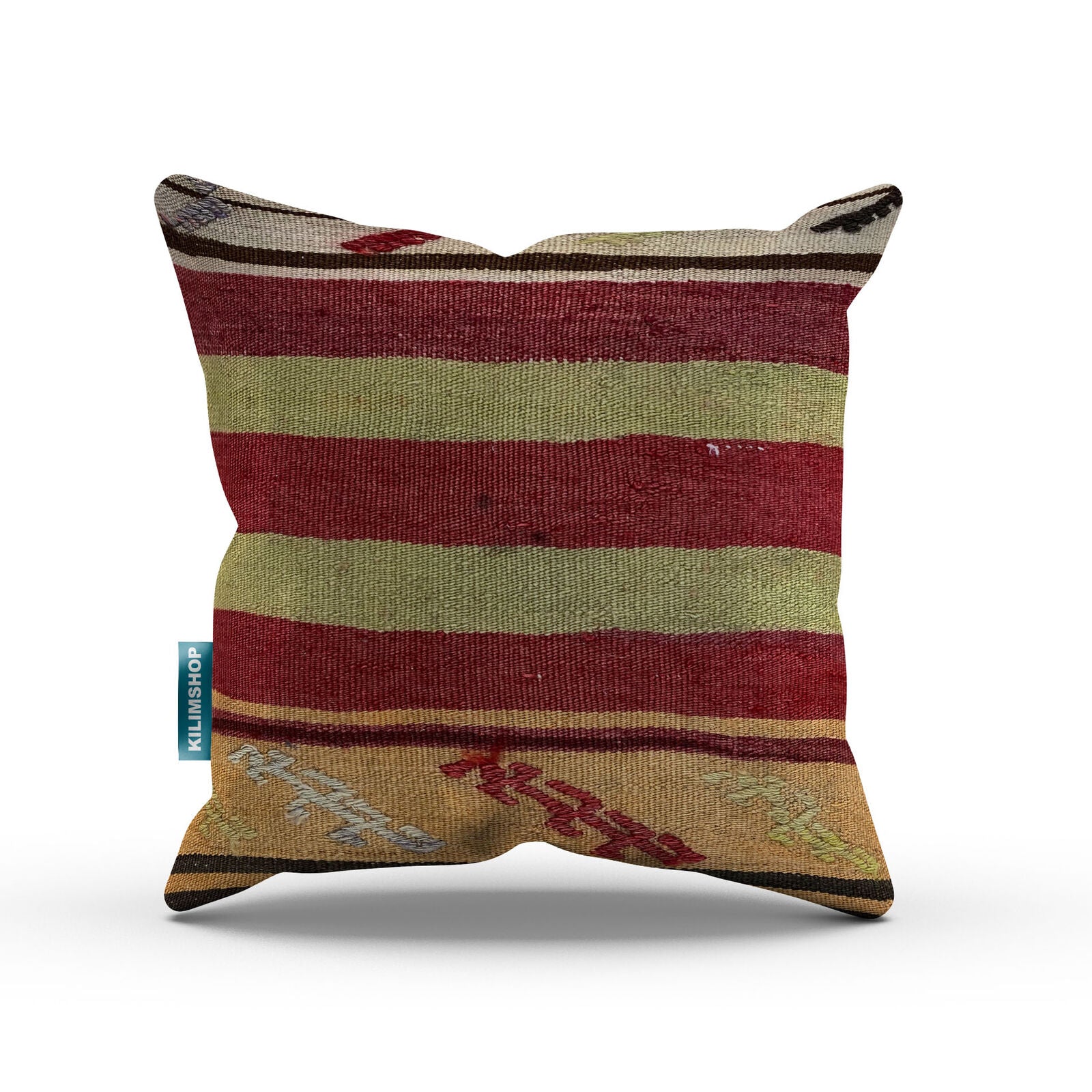 Vintage Kilim Cushion Cover 40x40 cm Square Wool Kelim Pillow Moroccan Decor