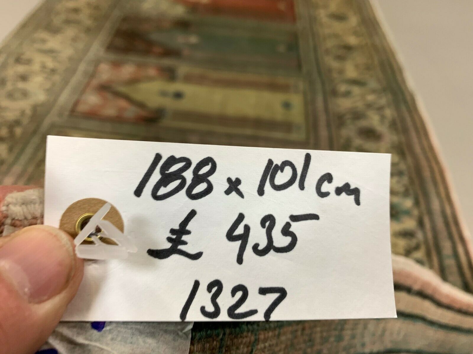 Distressed Turkish Rug 188x101 cm wool Vintage shabby Chic Runner Blue, Beige kilimshop.myshopify.com