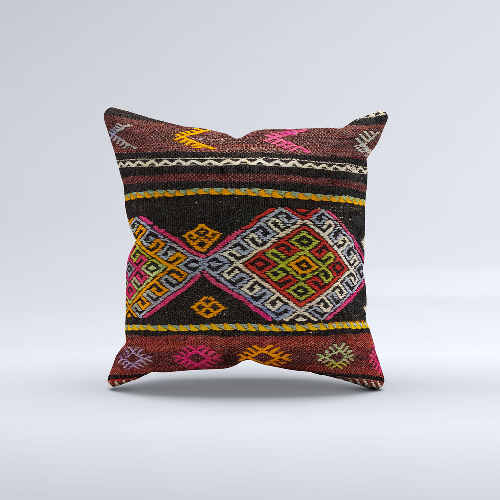 Vintage Turkish Kilim Cushion Cover 60x60 cm Square Wool Kelim Pillowcase 66441