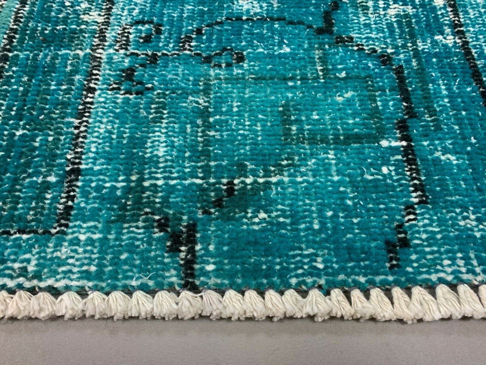 Distressed Turkish Runner 272x78 cm wool Vintage rug, Overdyed Blue kilimshop.myshopify.com