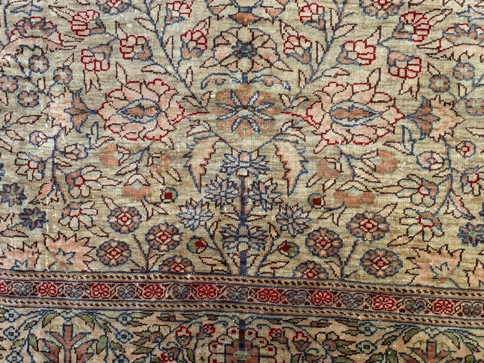 Vintage Turkish Silk Rug, 180x116 cm, Kayseri, Pink Blue Green, Handmade