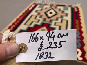 Vintage Kilim 166x94 cm Wool Kelim Rug Red Brown Blue Beige Medium