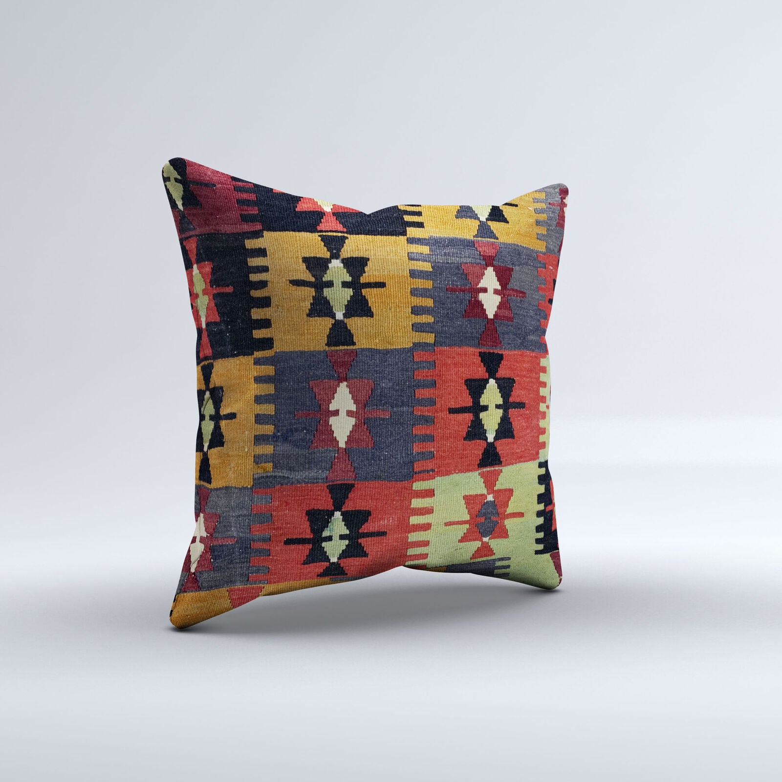 Vintage Turkish Kilim Cushion Cover 60x60 cm Square Wool Kelim Pillowcase 66464