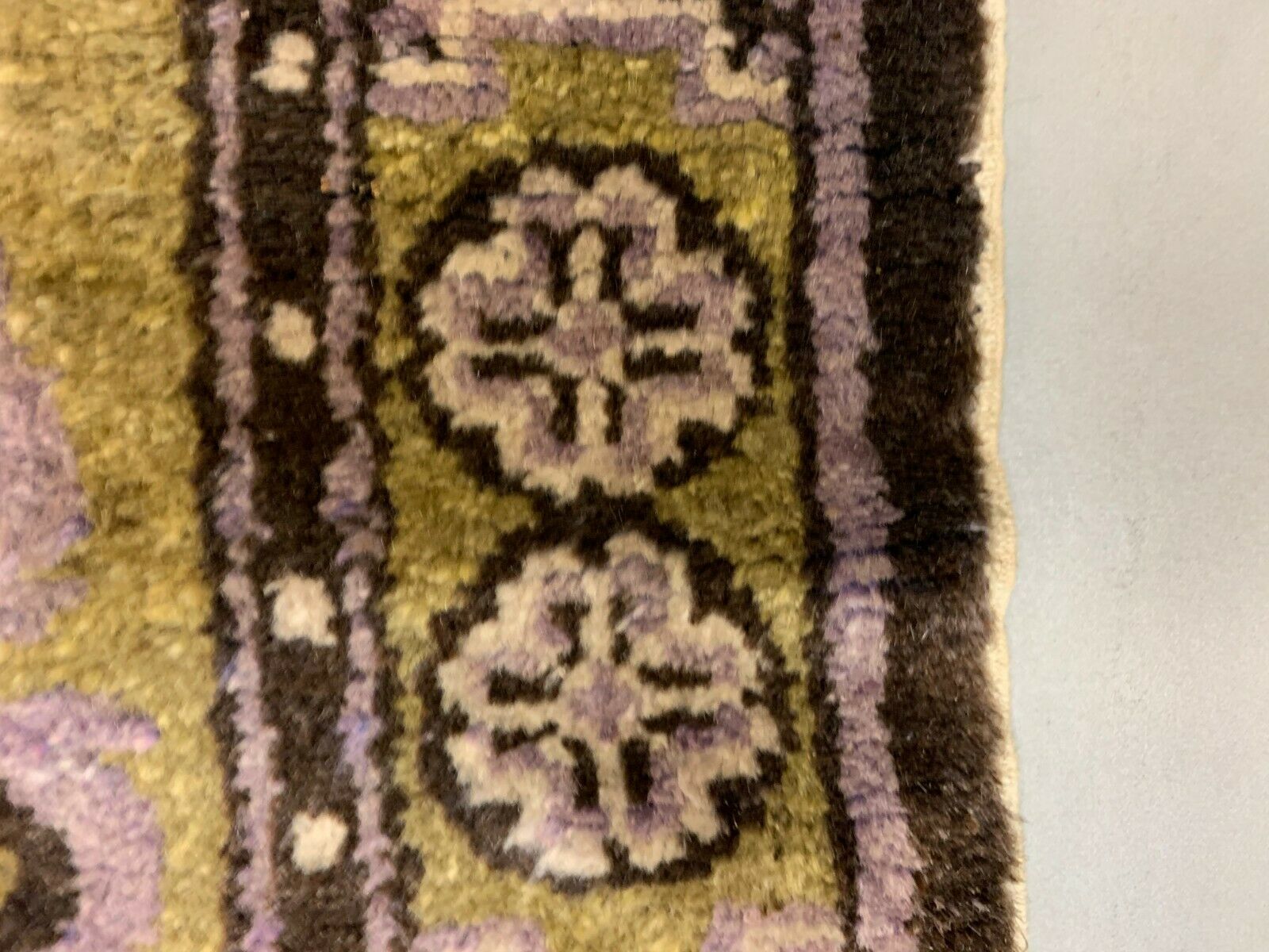 Antique Chinese Pao Tao Rug 145x68 cm, Wool, Gold and Brown kilimshop.myshopify.com