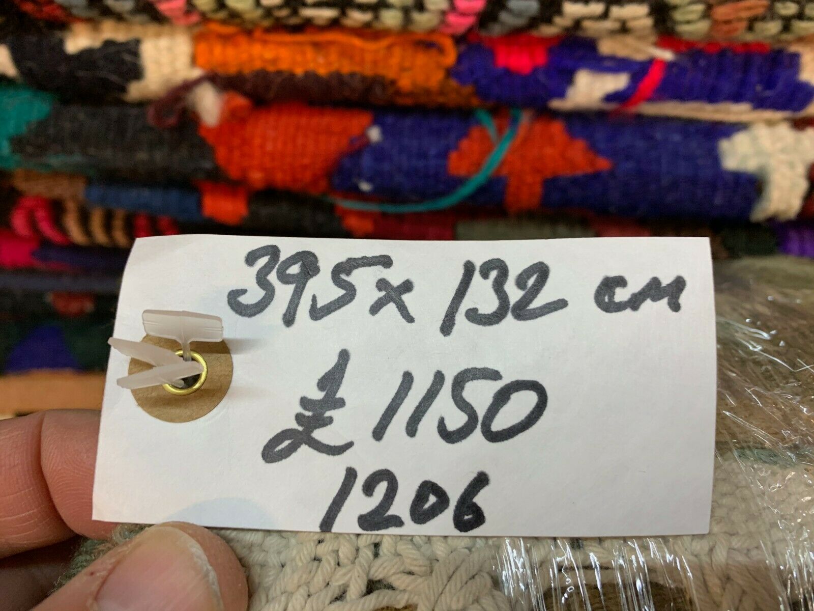 Vintage Turkish Kilim Rug 395x132 cm, Wool Kelim Runner kilimshop.myshopify.com