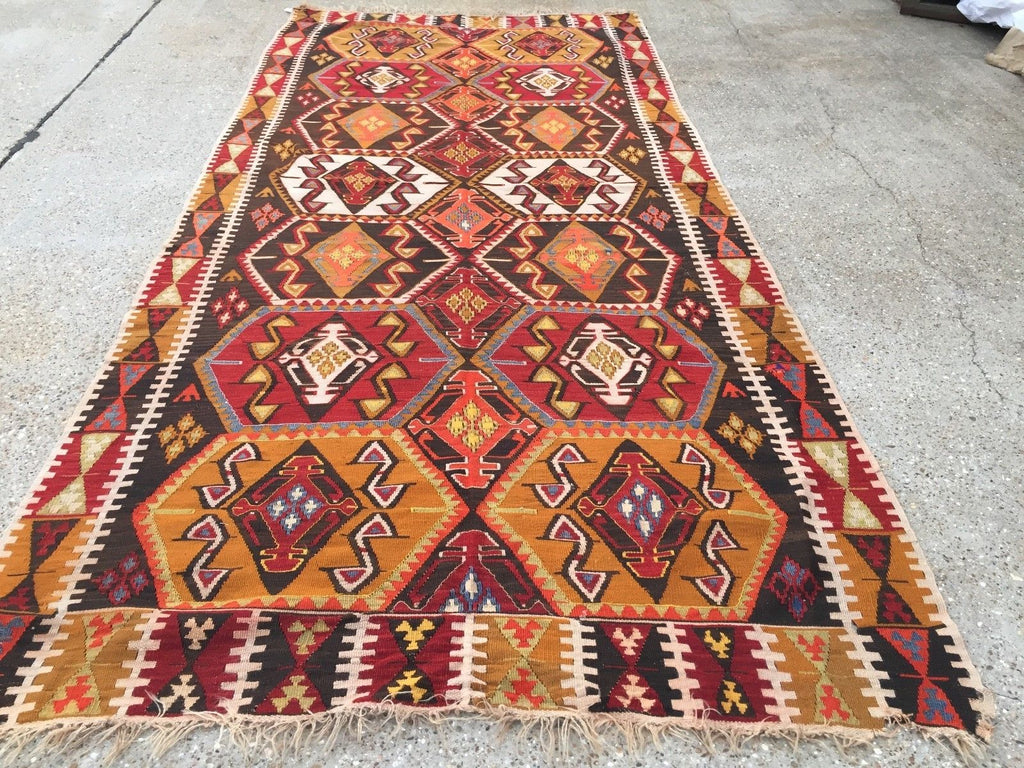 Vintage Turkish Kilim Kelim Rug 358x164 cm shabby chic wool, country home, boho Antiques:Carpets & Rugs kilimshop.myshopify.com