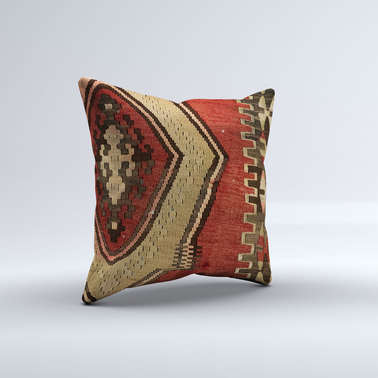 Vintage Turkish Kilim Cushion Cover 60x60 cm Square Wool Kelim Pillowcase 66405