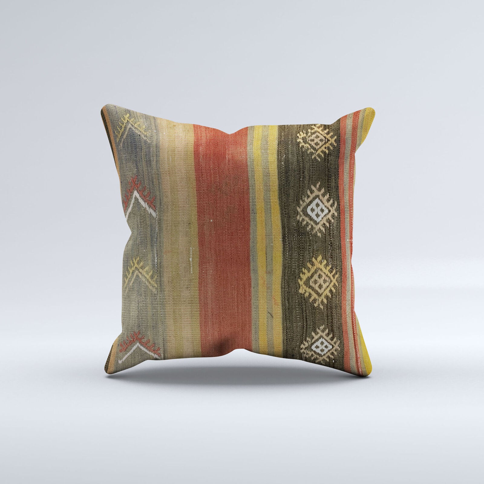 Vintage Turkish Kilim Cushion Cover 60x60 cm Square Wool Kelim Pillowcase 66461