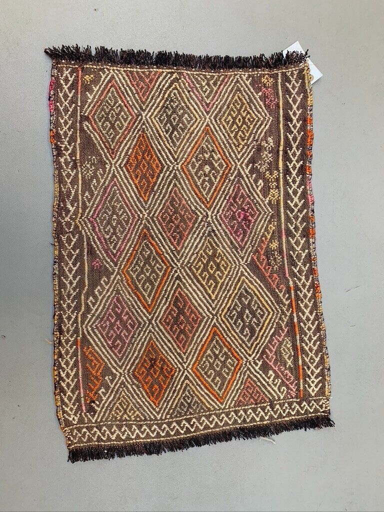 Vintage Turkish Mini Kilim 75x51 cm Wool Small Kelim Runner, shabby Chic