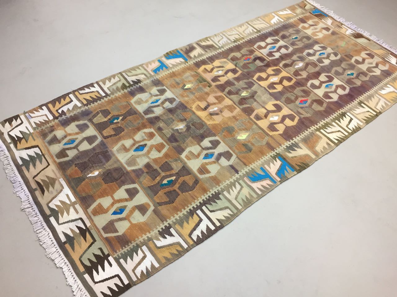 Vintage Turkish Kilim Kelim Rug shabby chic wool boho 245x112cm Moroccan Large Antiques:Carpets & Rugs kilimshop.myshopify.com