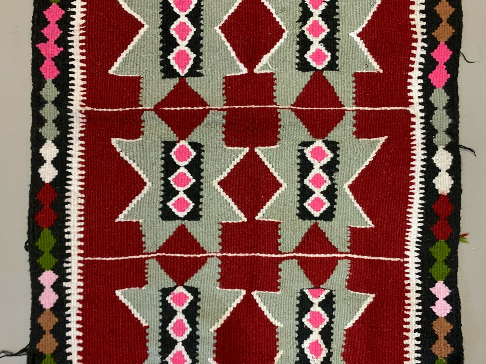 Small Vintage Turkish Kilim 125x87 cm Wool Kelim Rug Indigo Red Blue Black Grey
