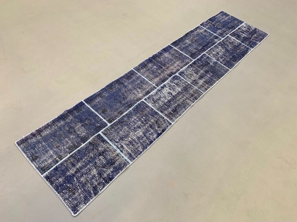 Vintage Turkish Patchwork Runner 250x60 cm Wool Rug 2174