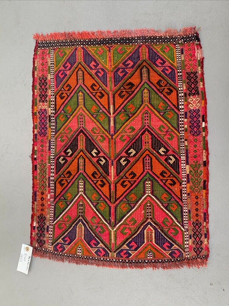 Vintage Turkish Mini Kilim 70x52 cm Wool Small Kelim Runner, shabby Chic