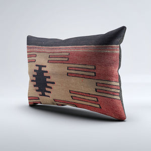 Vintage Turkish Kilim Cushion Cover 60x40 cm Square Wool Kelim Pillowcase 64692