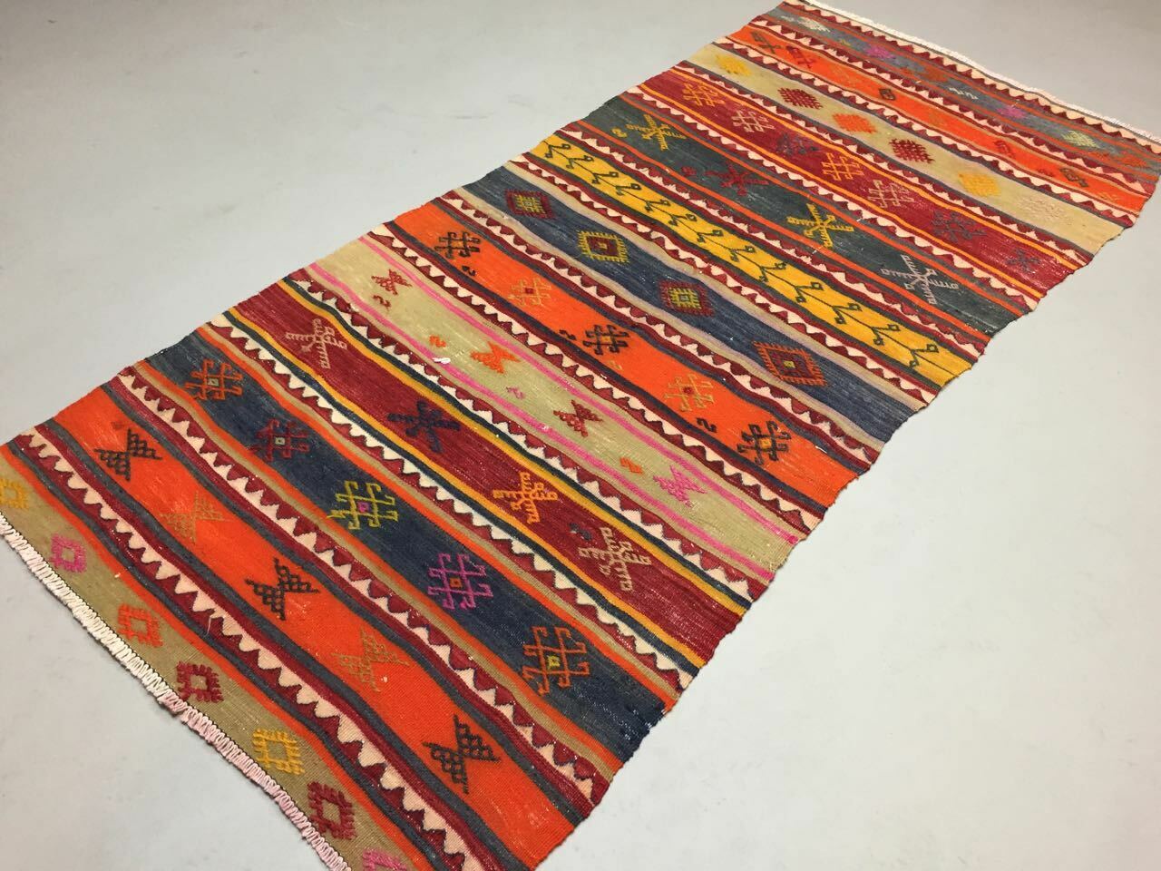 Old Turkish Kilim Runner 202x90 cm, shabby chic, vintage kelim rug, small kilim Antiques:Carpets & Rugs kilimshop.myshopify.com