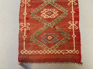 Vintage Turkish Mini Kilim 83x41 cm Wool Small Kelim Runner, shabby Chic