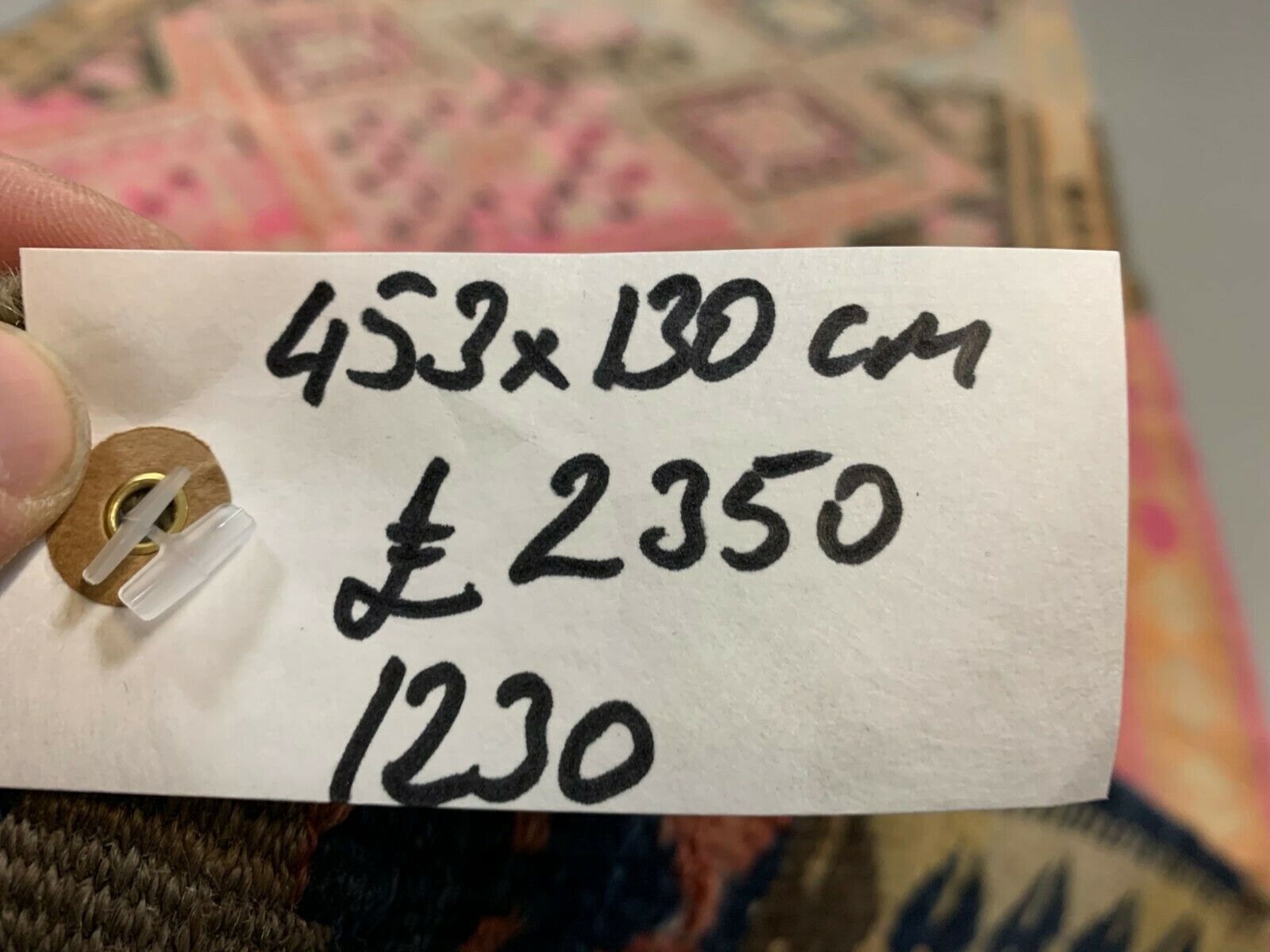 Vintage Turkish Kilim 453x130 cm Wool Kelim Rug Large Wide Runner Pink, Black kilimshop.myshopify.com