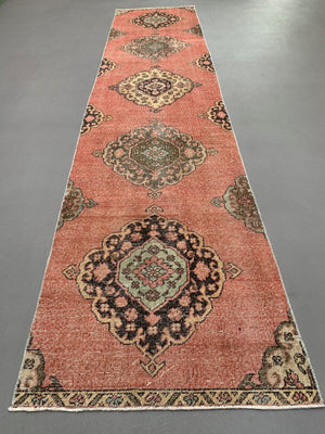 Distressed Turkish Runner 335x81 cm wool Vintage Tribal Rug