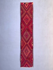 Old Turkish Kilim Runner 480x95 cm, Vintage Kelim Rug, Long and Narrow