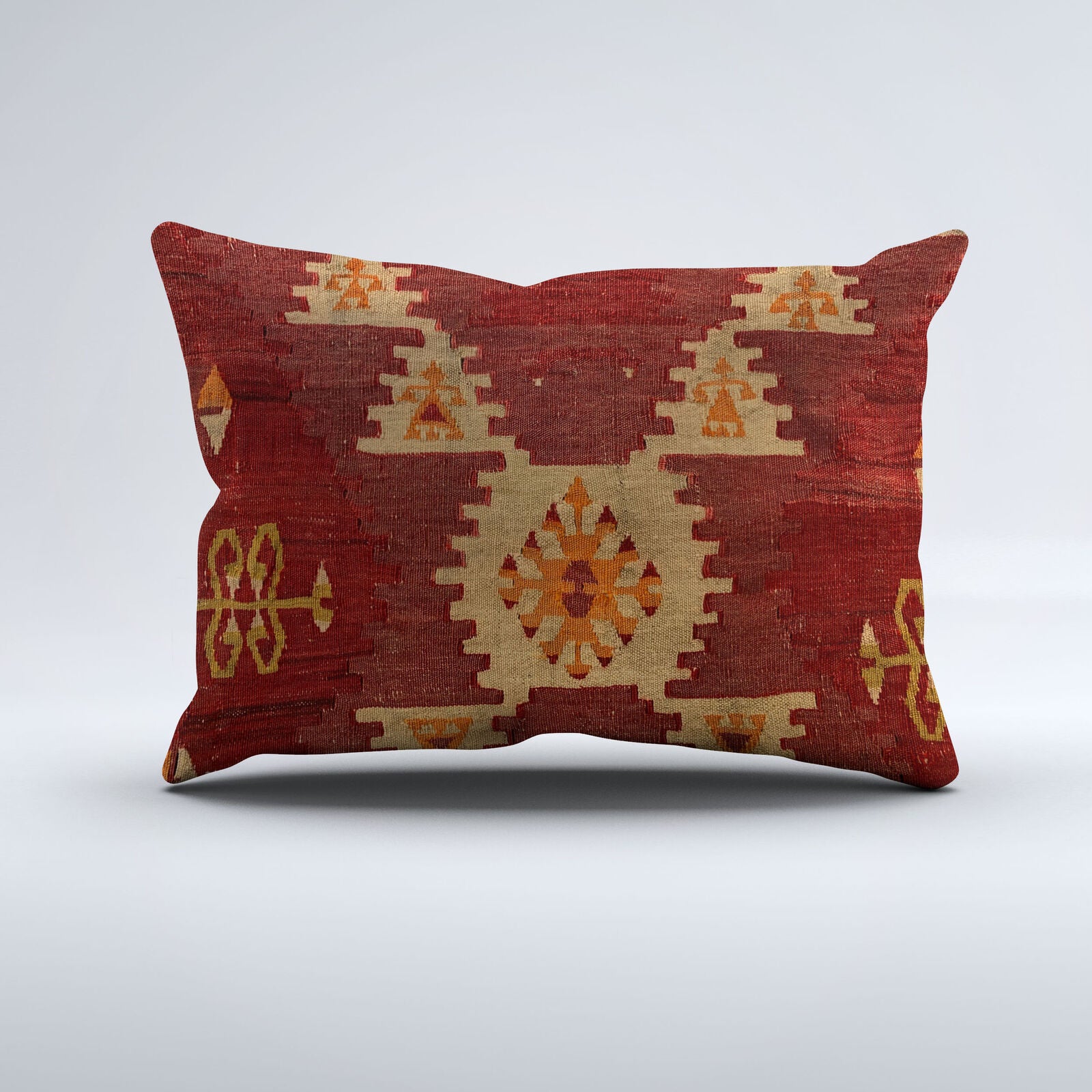 Vintage Turkish Kilim Cushion Cover 60x40 cm Square Wool Kelim Pillowcase 64711