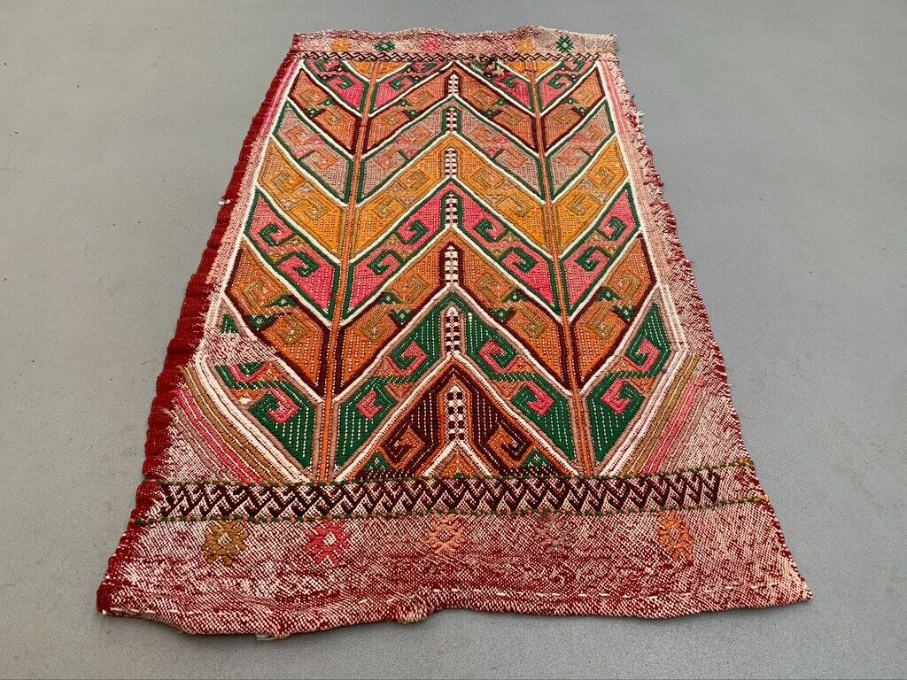 Vintage Turkish Mini Kilim 90x49 cm Wool Small Kelim Runner, shabby Chic