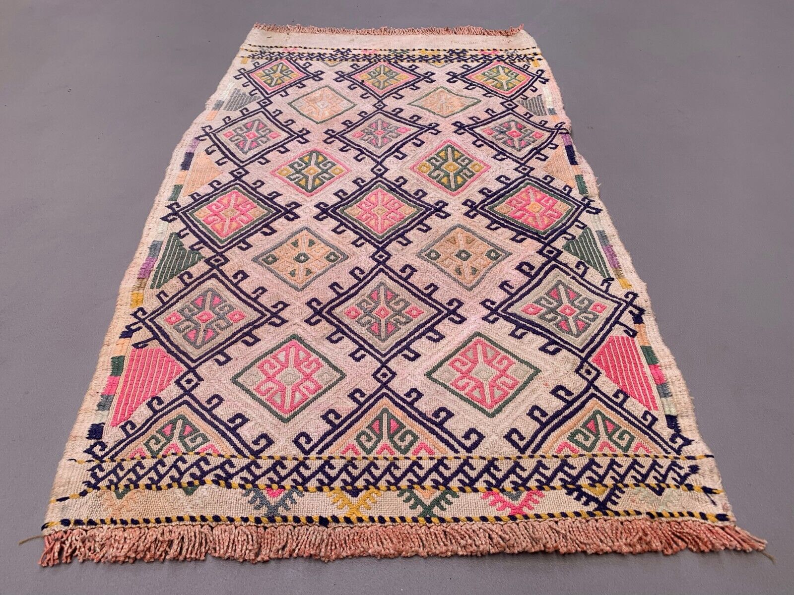 Vintage Turkish Mini Kilim 91x51 cm Wool Small Kelim Runner