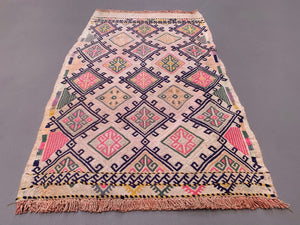 Vintage Turkish Mini Kilim 91x51 cm Wool Small Kelim Runner