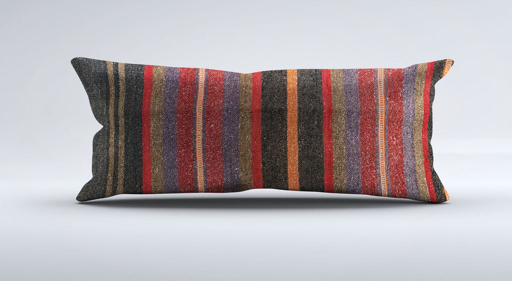 Vintage Turkish Kilim Cushion Cover 30x60 cm Lumbar Wool Kelim Pillowcase 36475