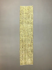 Distressed Turkish Narrow Runner 267x63 cm wool Vintage rug, Overdyed Yellow kilimshop.myshopify.com