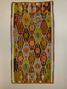 Vintage Turkish Barak Kilim Rug 295x158 cm Wool Large kilimshop.myshopify.com