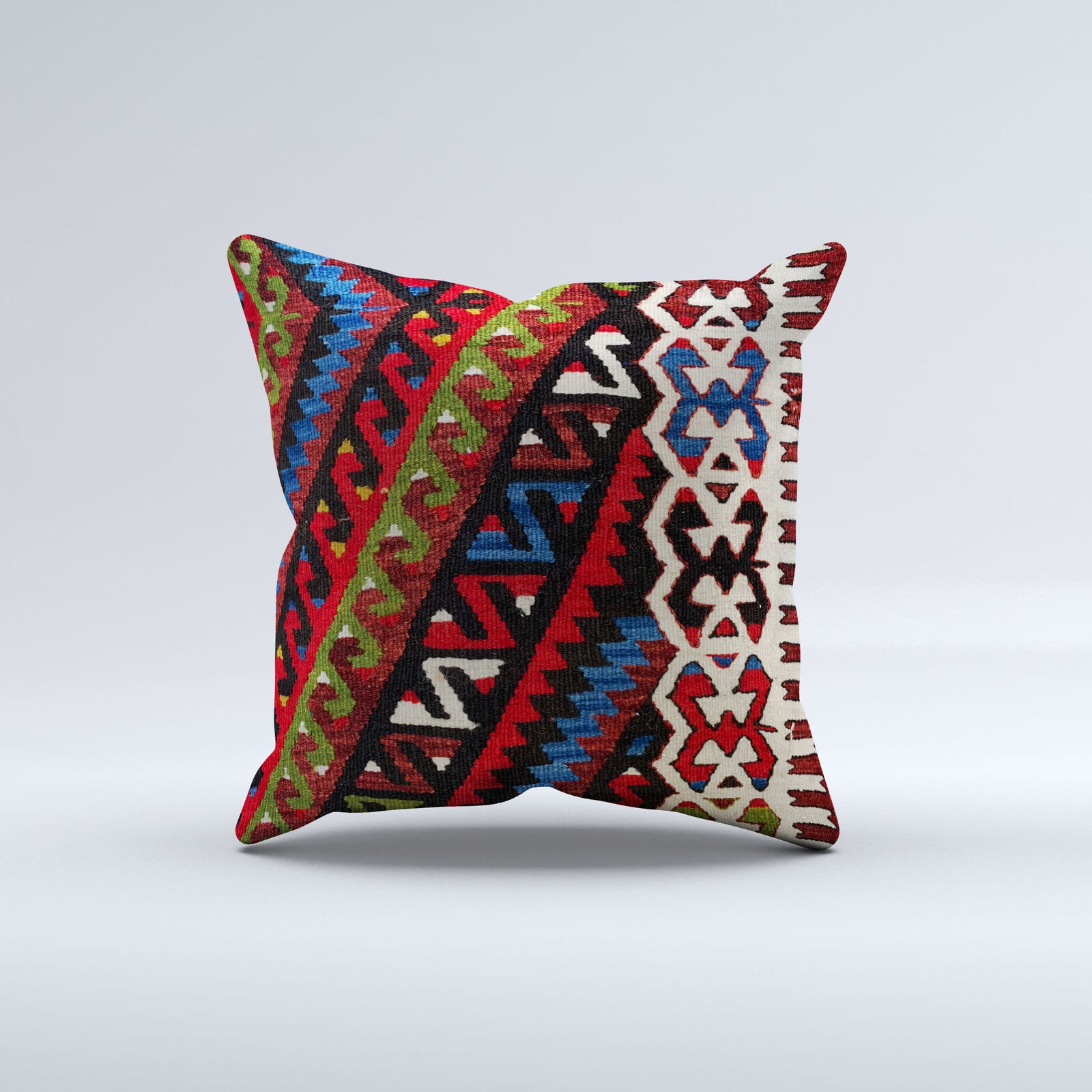 Vintage Turkish Kilim Cushion Cover 50x50 cm Square Wool Kelim Pillowcase 50483
