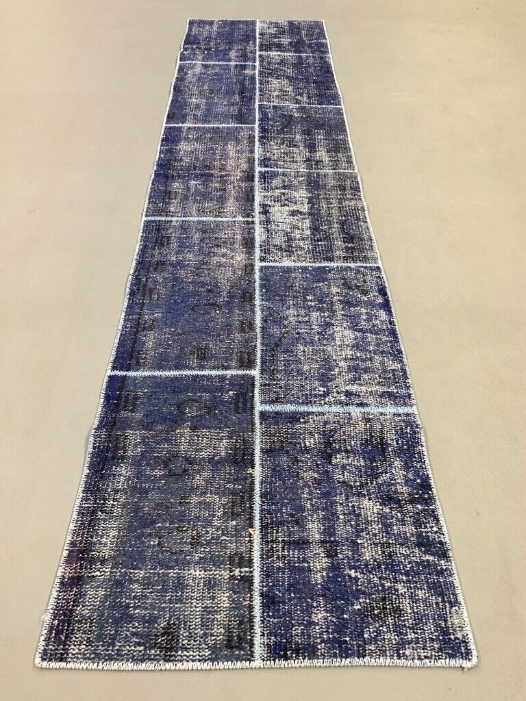 Vintage Turkish Patchwork Runner 250x60 cm Wool Rug 2174