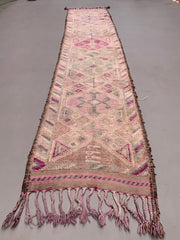 Vintage Turkish  Tribal Runner 390x83 cm veg dye wool rug tribal, handmade