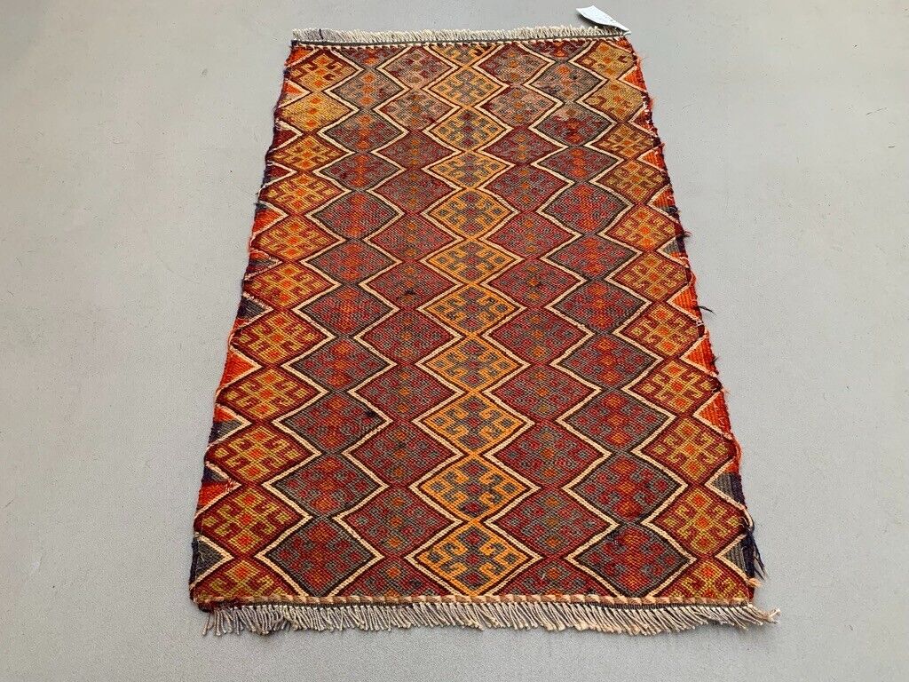 Vintage Turkish Mini Kilim 87x54 cm Wool Small Kelim Runner, shabby Chic
