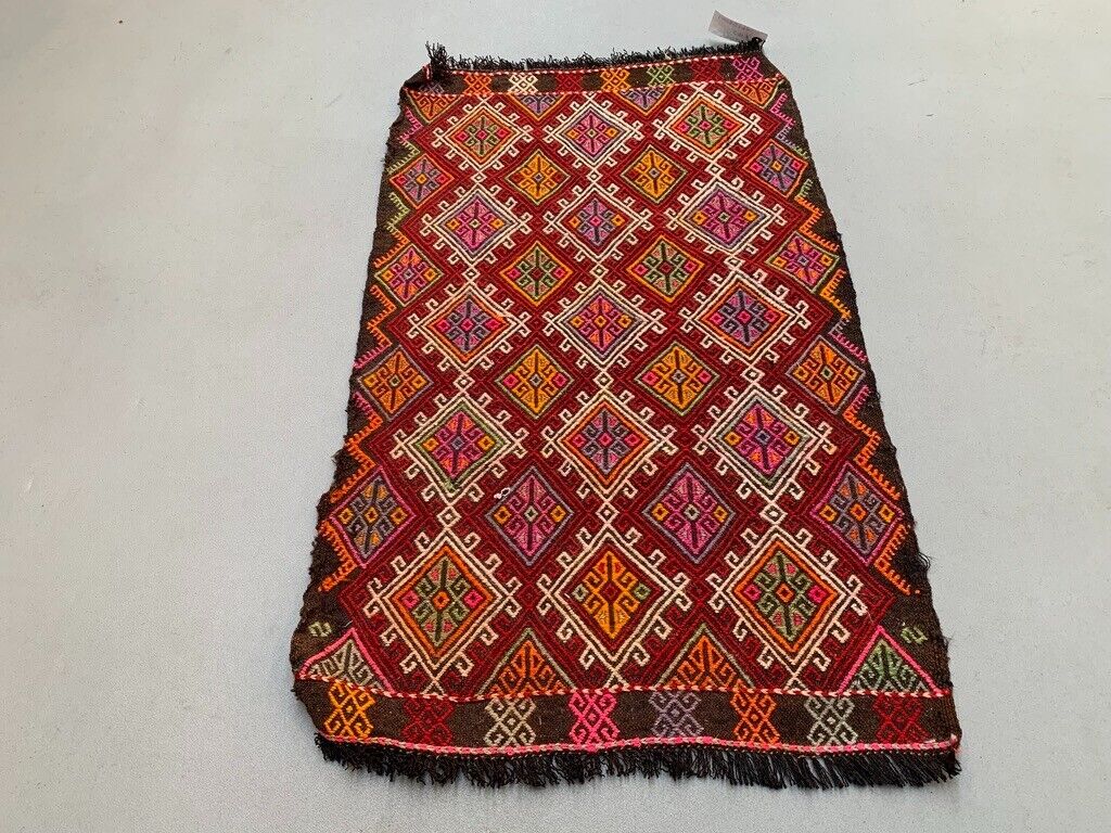 Vintage Turkish Mini Kilim 96x54 cm Wool Small Kelim Runner, shabby Chic